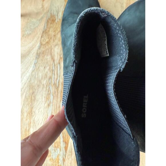 Sorel Joan Of Arctic Wedge II Chelsea Booties, Black, Leather, Women’s size 10 - Picture 7 of 9